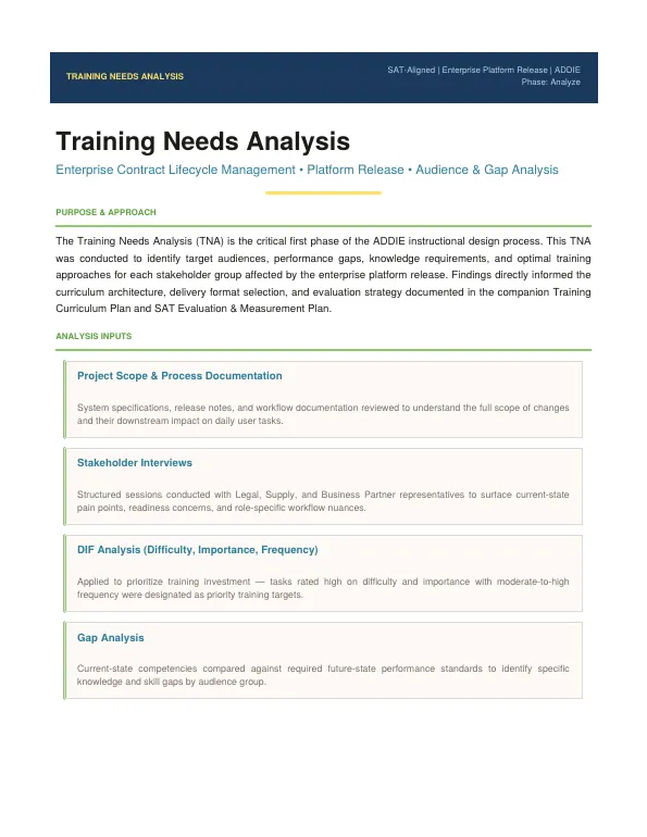 First page of Needs analysis